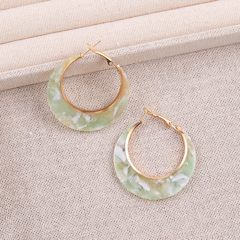 Designer Inspired Couleur Block Acétate Large C Boucles d'oreilles Acrylique Stud