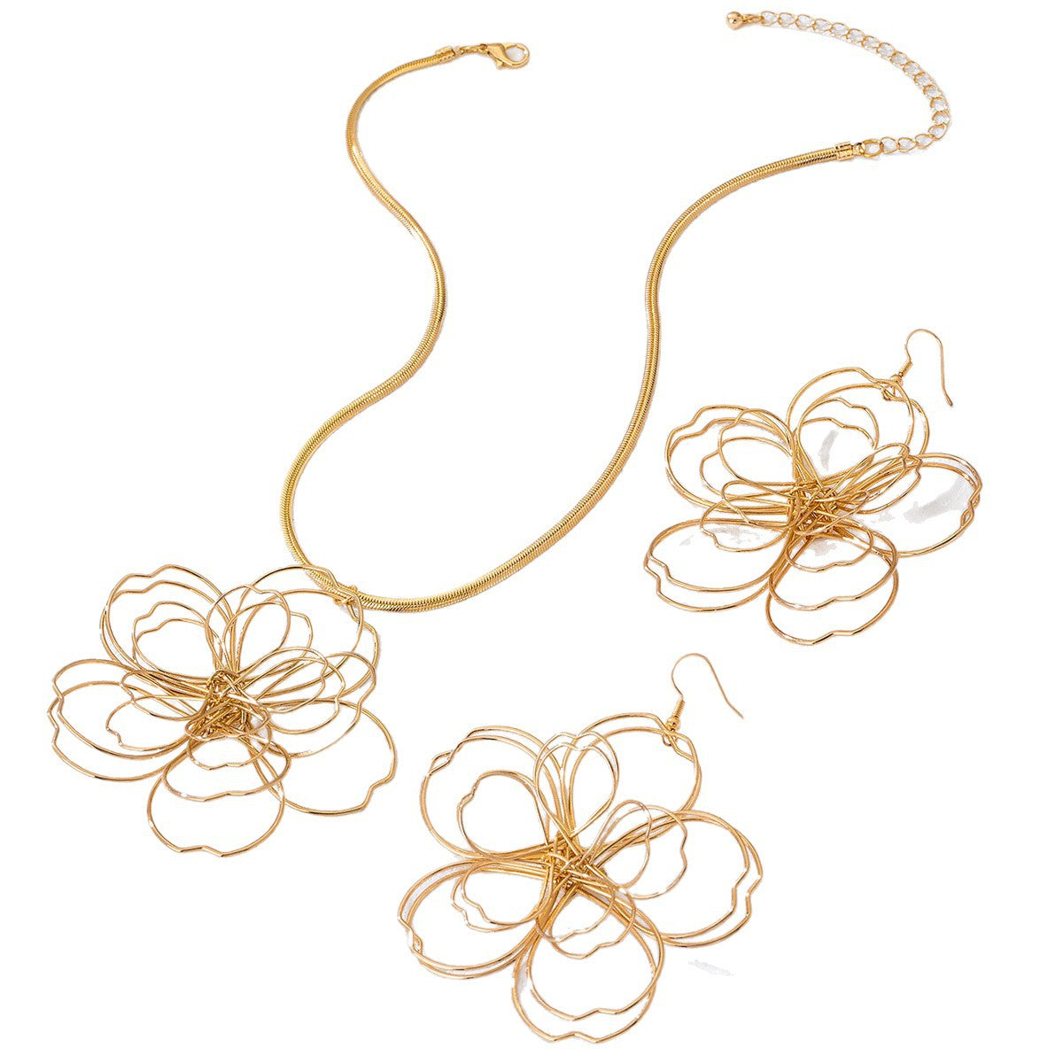 Ensemble de bijoux pour pendentif floral 3 pièces géométriques de 3 pièces