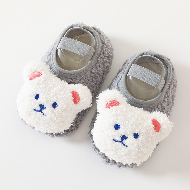 Chaussettes d'hiver Épaisseur bébé Chaussures d'intérieur Non-dérapant