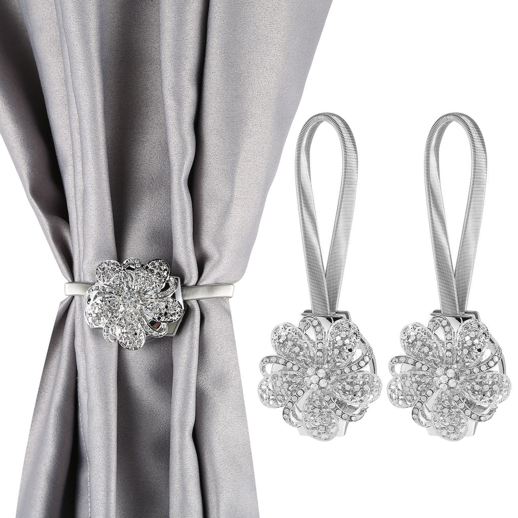 2 Packs Rideau magnétique Tiebacks porte-bracelet floral extensible