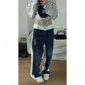 Hommes style américain Lavé bleu et blanc patchwork Denim Jeans