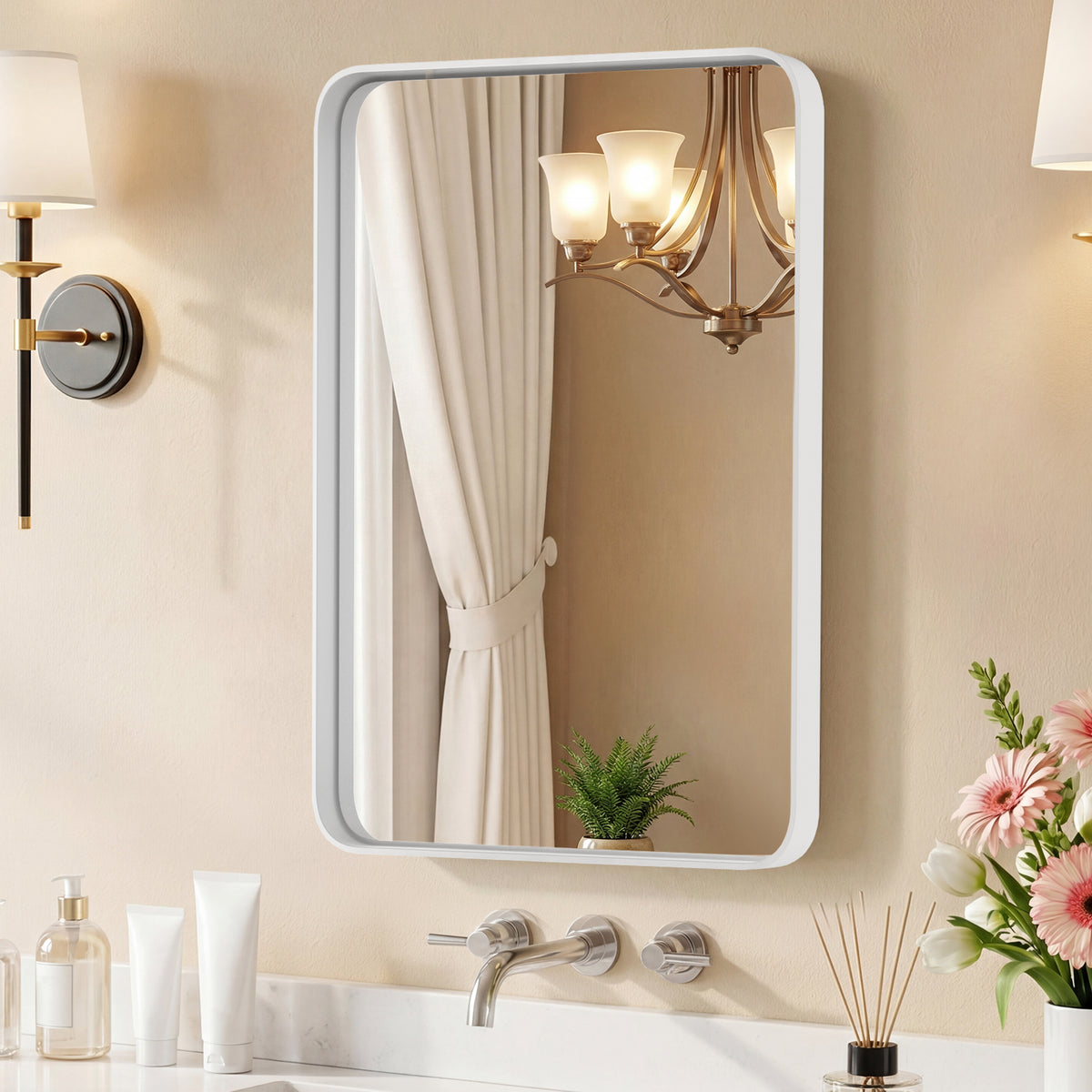 Miroir mural avec cadre en métal rectangulaire