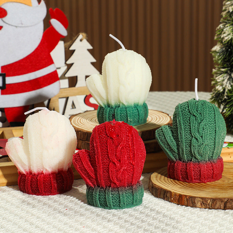 Décorations de Noël Gants en laine Mini en forme de bougies parfumées Cadeaux souvenir