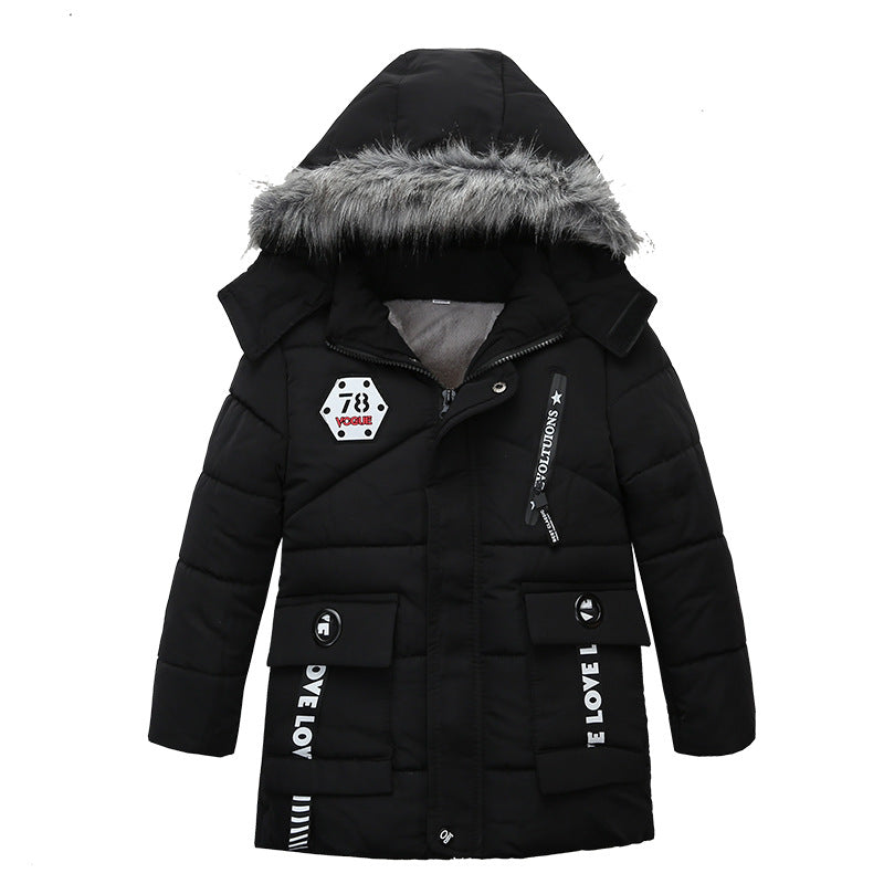 Fashion Boys Thicken Letter Print Veste de coton à capuche