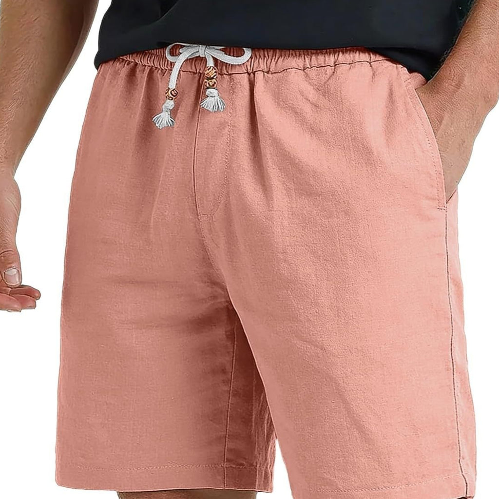 Short casual de poche en coton et en lin pour hommes