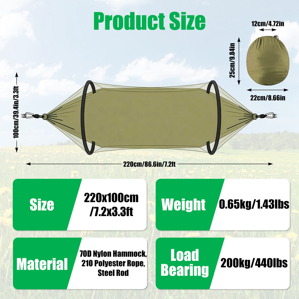 1Pc Hamac de camping avec hamac portable filet Mosquito Tente avec construit dans Mosquito Net Dua