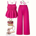Ensemble de camisole et pantalons à large jambe à texture rusée