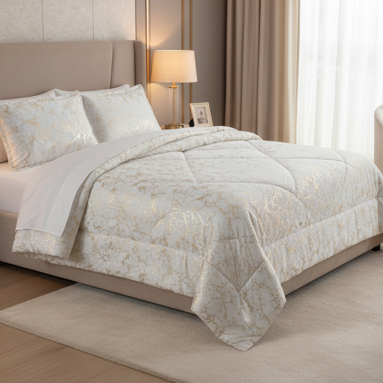Set de confort de style métallisé 3 pièces pour la Reine Et Roi