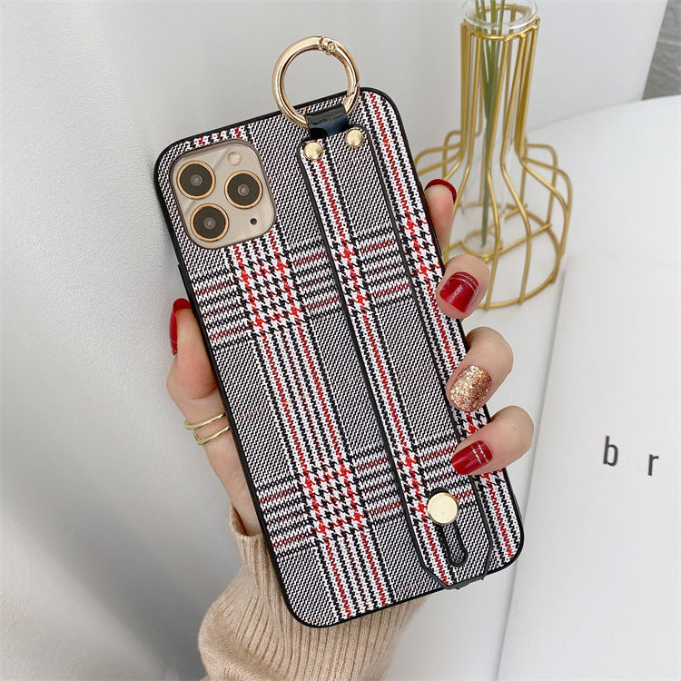 Cute Retro Plaid Strap Bracket Coque de téléphone