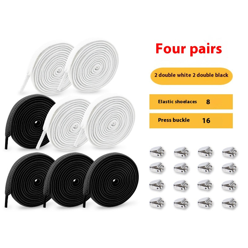 Shoelace pour les gens paresseux Rope élastique sans lacets Enfants Flat Buckle Chaussures blanches sans cravate
