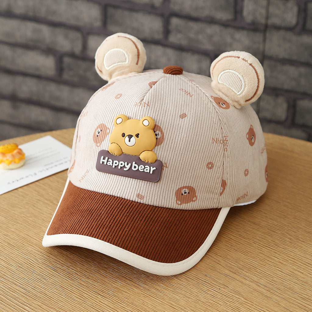 Garçons et filles d'automne Patchwork Oreilles d'ours 3D Tête d'ours pleine impression Cap de baseball bébé - Perfec