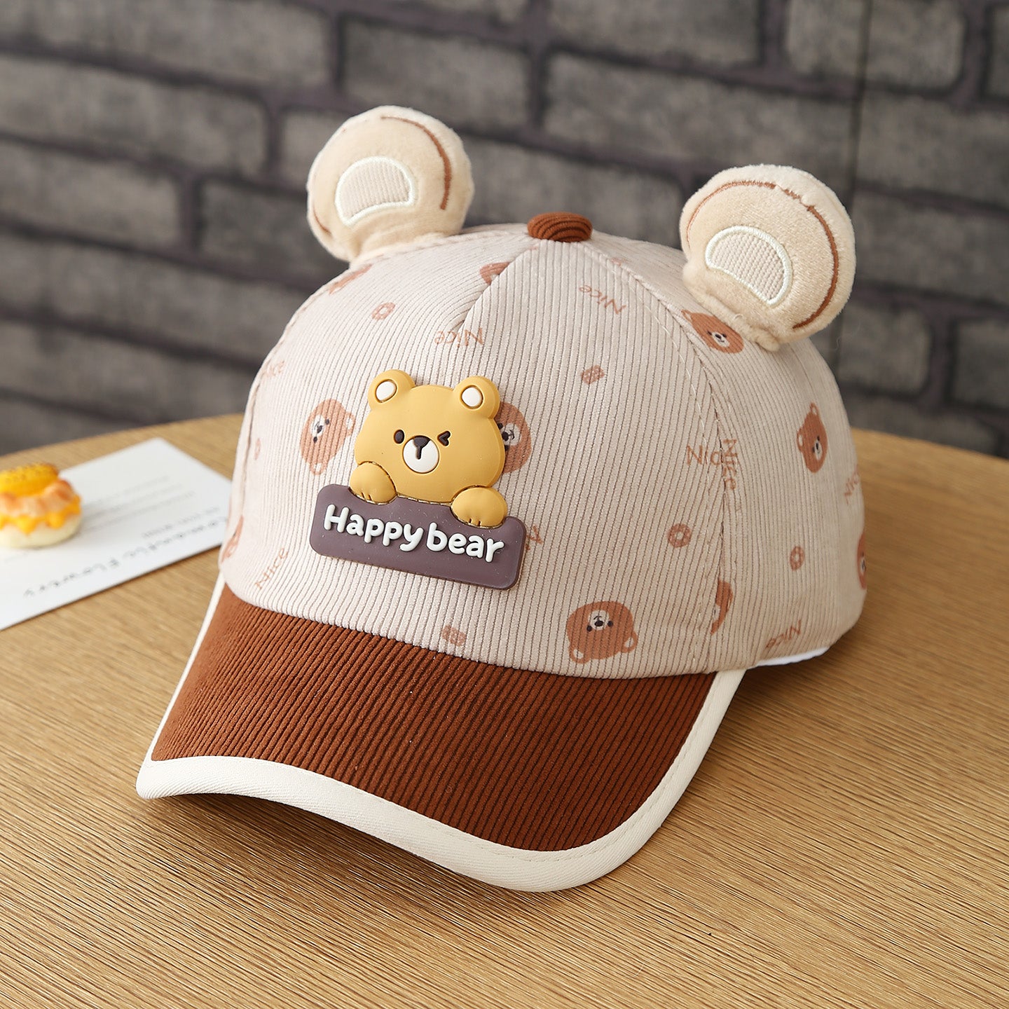 Garçons et filles d'automne Patchwork Oreilles d'ours 3D Tête d'ours pleine impression Cap de baseball bébé - Perfec