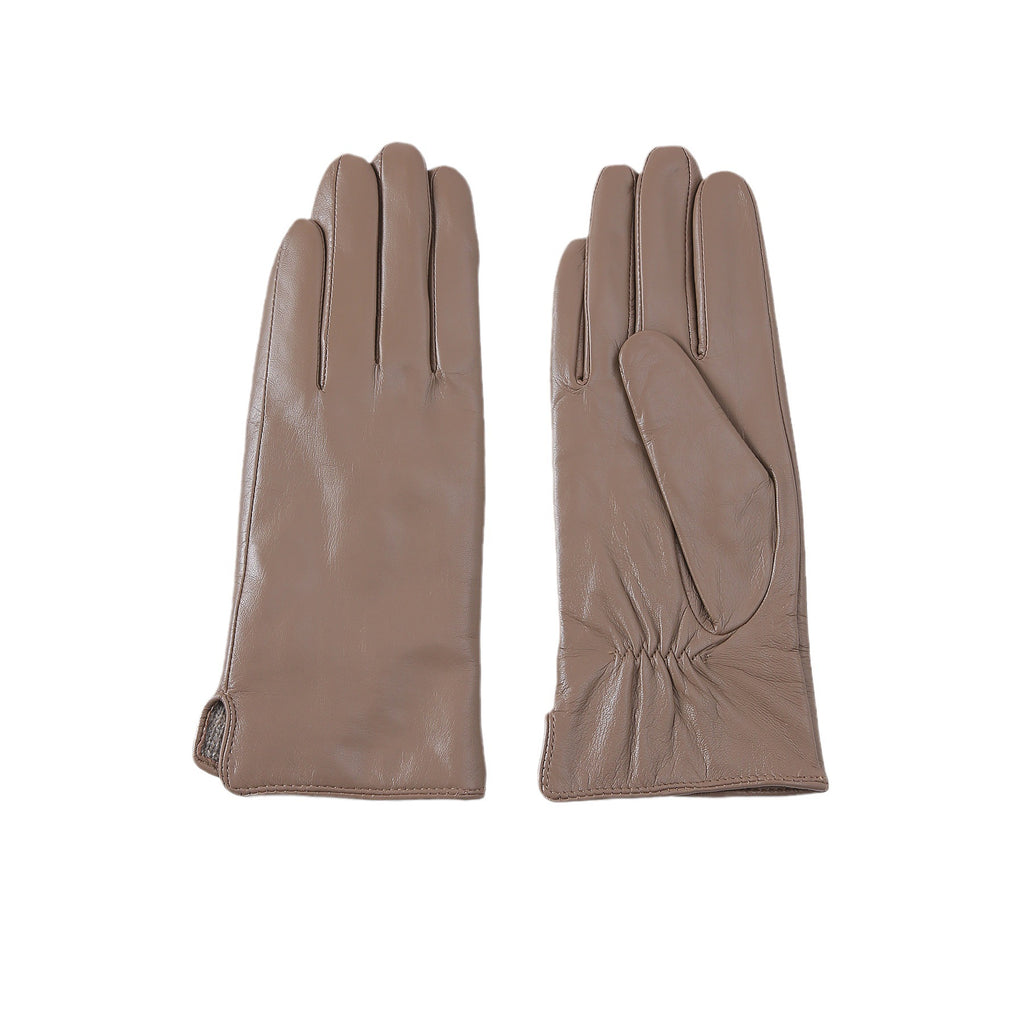 Gants en cuir thermique à couleurs solides pour femmes
