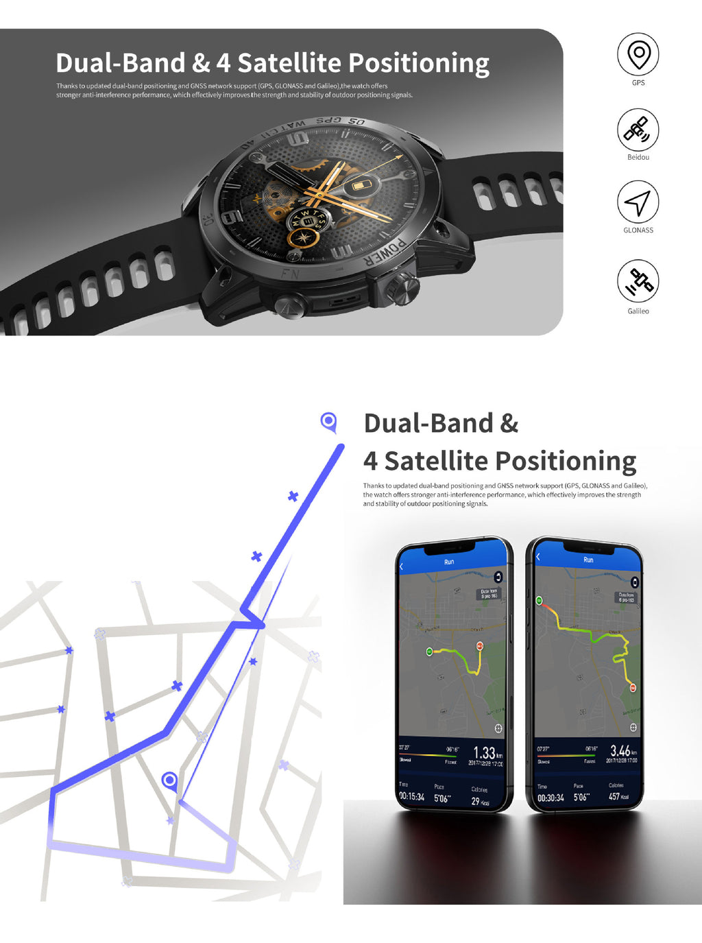 Montre GPS de sport de plein air 143 pouces
