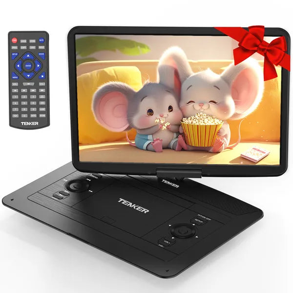 Lecteur DVD portable 17.9" écran pivotant HD 15.6" 6 heures 5000mAh batterie rechargeable Remo