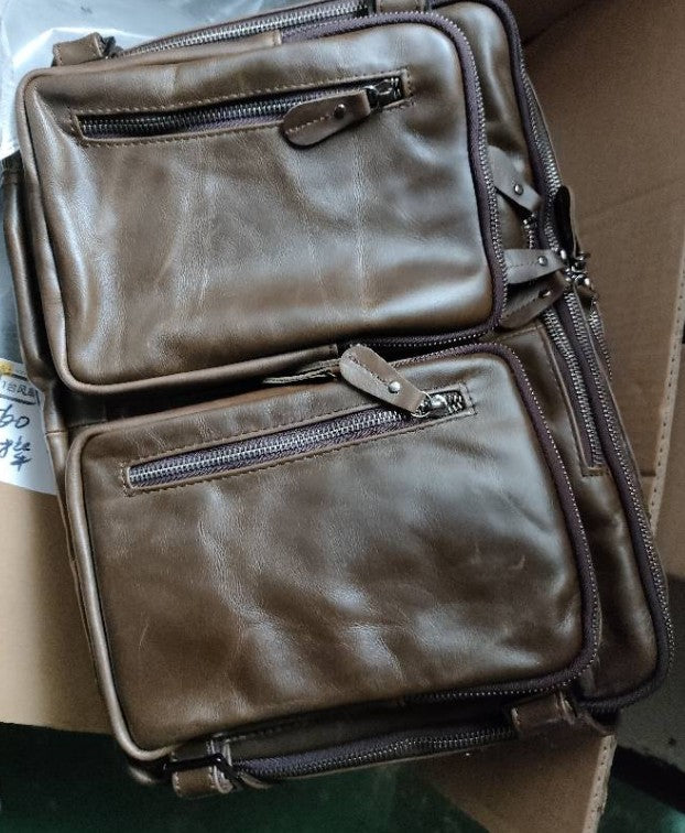 Sac en cuir importé de première couche multifonctionnel homme