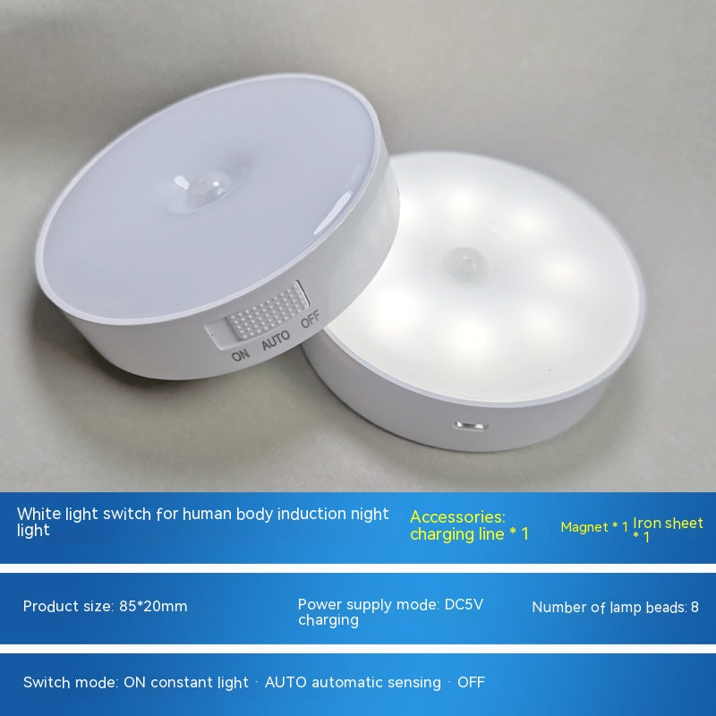 Induction du corps LED Petite lumière de nuit USB charge