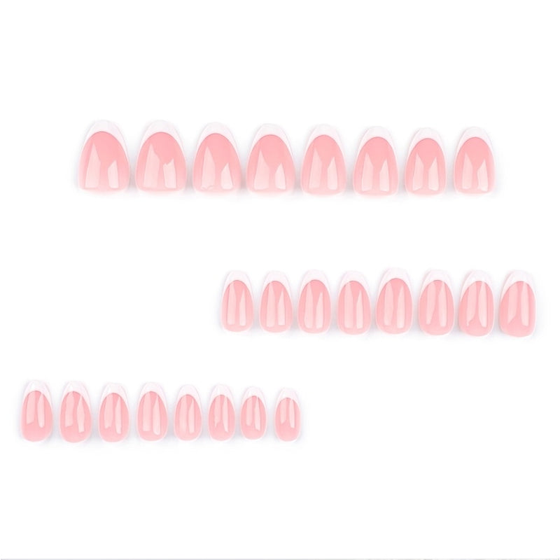 24 PCS Minimalist Nail Art with Short Circles Presse sur les ongles Short Almond faux ongles Oval