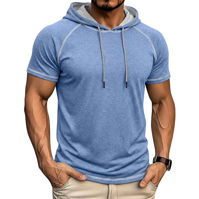 T-shirt à manches courtes à capuche sport pour hommes