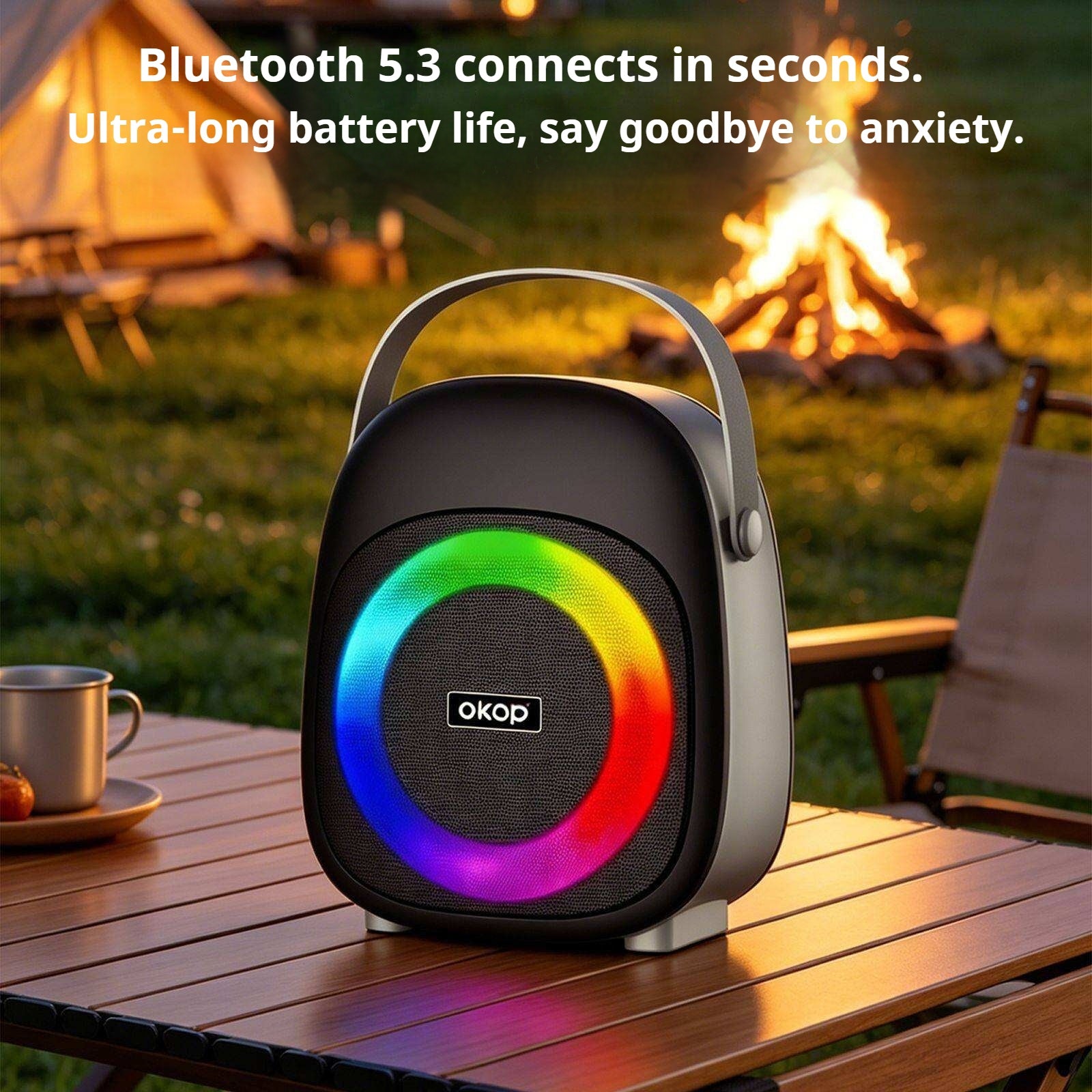 KP-857 Hot-Selling Mini haut-parleur Bluetooth portable haut-parleur extérieur sans fil avec RGB Ambie