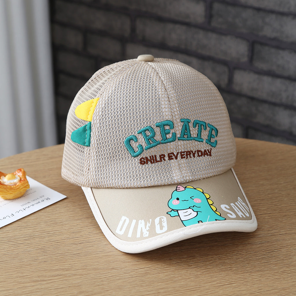 Été Imprimé vert Dinosaure Boys' and Girls' Baseball Cap avec des lettres brodées Et F