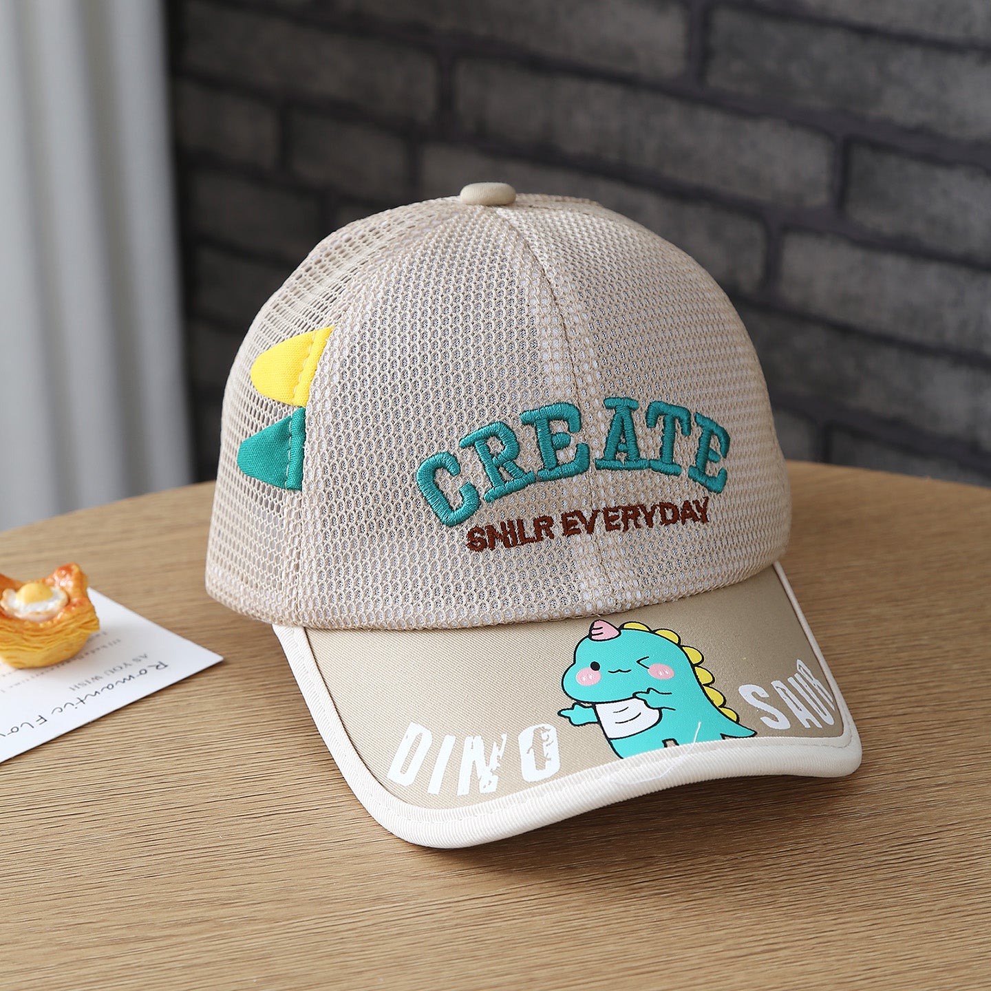 Été Imprimé vert Dinosaure Boys' and Girls' Baseball Cap avec des lettres brodées Et F