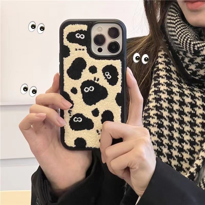 Broderie en peluche Bûches mignons Étui téléphonique
