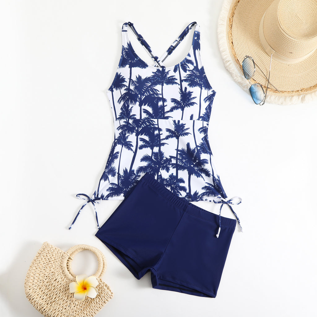 Maillot de bain conservateur féminin avec imprimé cocotier