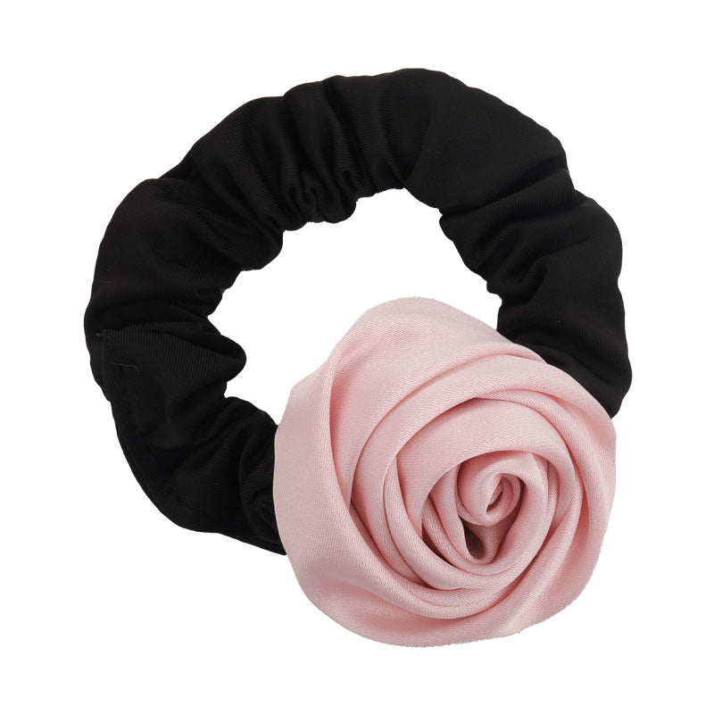 Coiffure Satin Rose à la main Coiffure haute élasticité