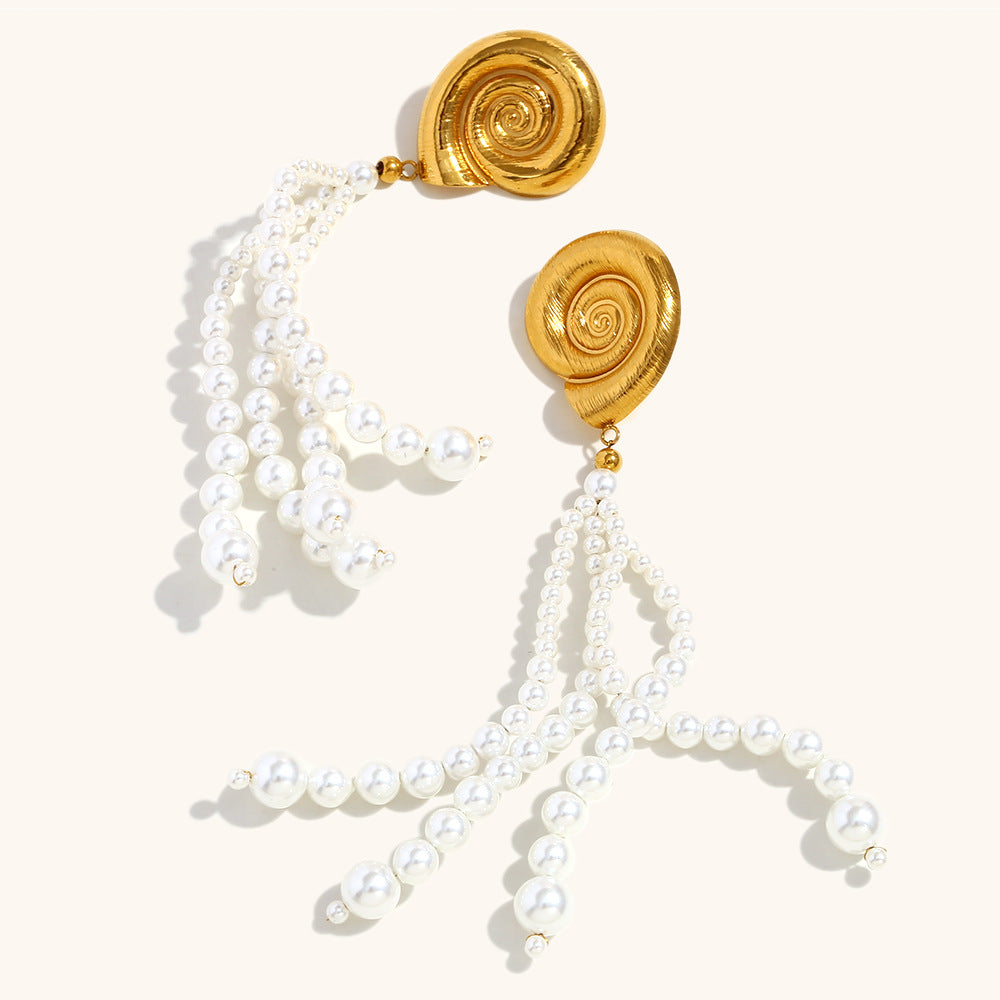 Boucles d'oreilles européennes et américaines Tassel Conch Stud