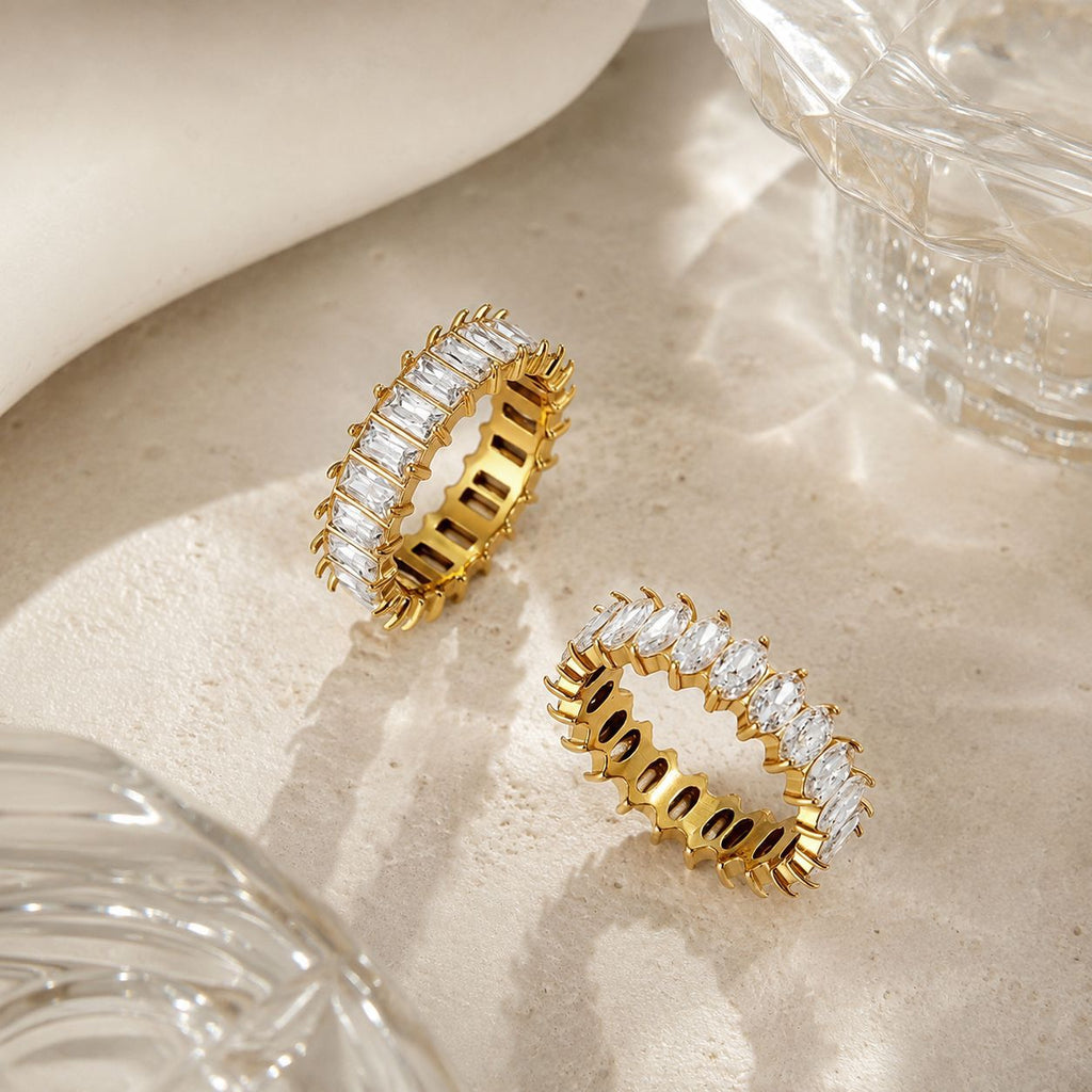 Anneau de titane en acier inoxydable Zircon pour femmes