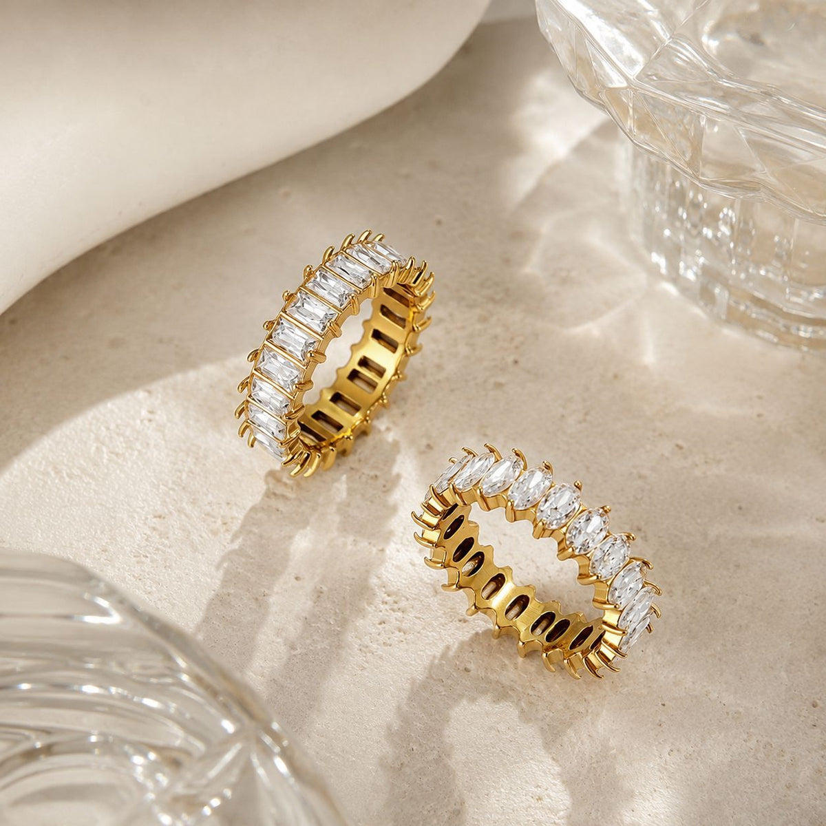 Anneau de titane en acier inoxydable Zircon pour femmes