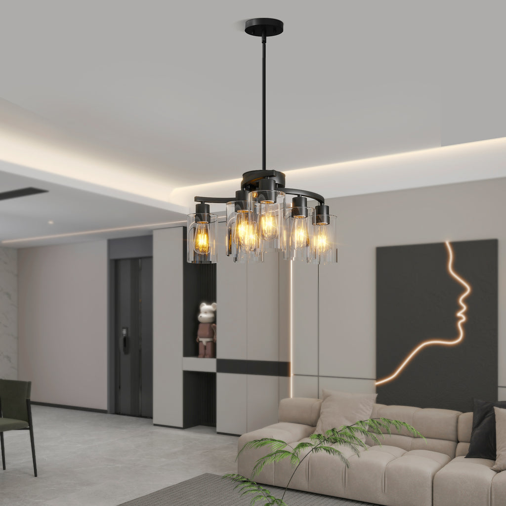 6-Light Modern Farmhouse Black Chandelier