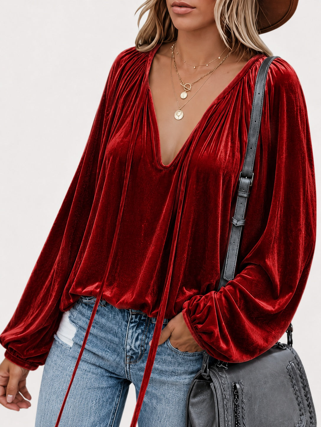 Lace V-neck business shirt