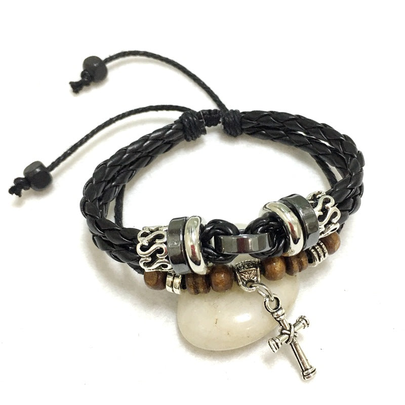 Bracelet en cuir tressé croisé