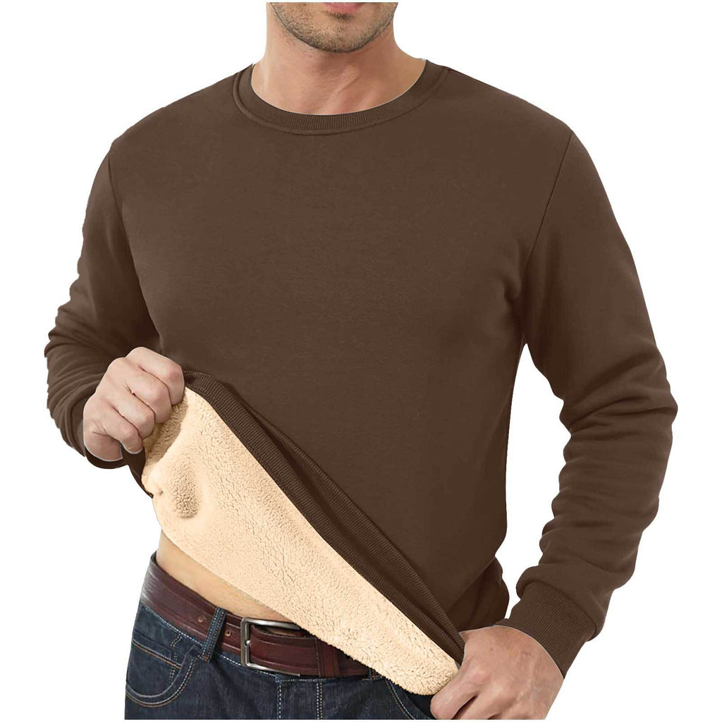 Amazon Autumn and Winter Sweatshirt Hommes Velvet Rond Col Solide Couleur Loose Thermal Unde