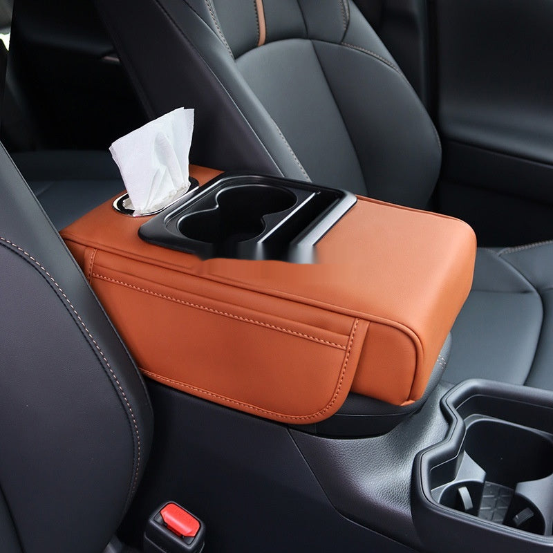 Universal hauteur-réglage Pad porte-cup Entreposage Tissue Box Organizer Car Armrest Box Cus