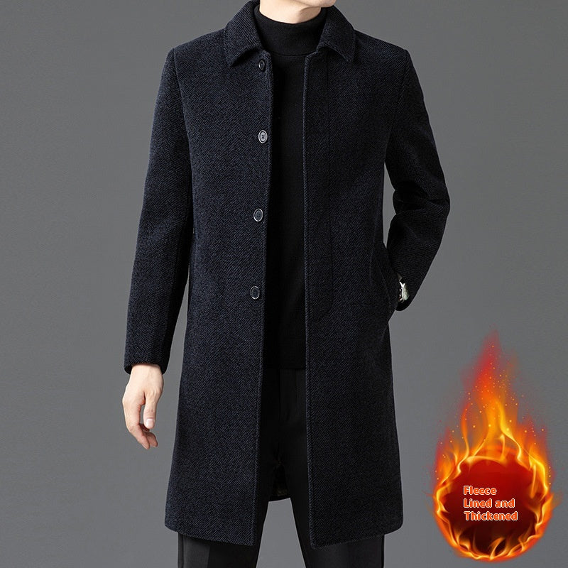 Lapelle de tempérament avec manteau de laine pour hommes Velvet