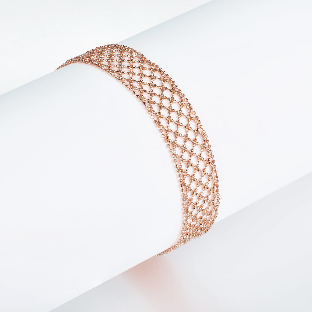 S925 Argent Sterling Hollow Mesh Bracelet pour femmes