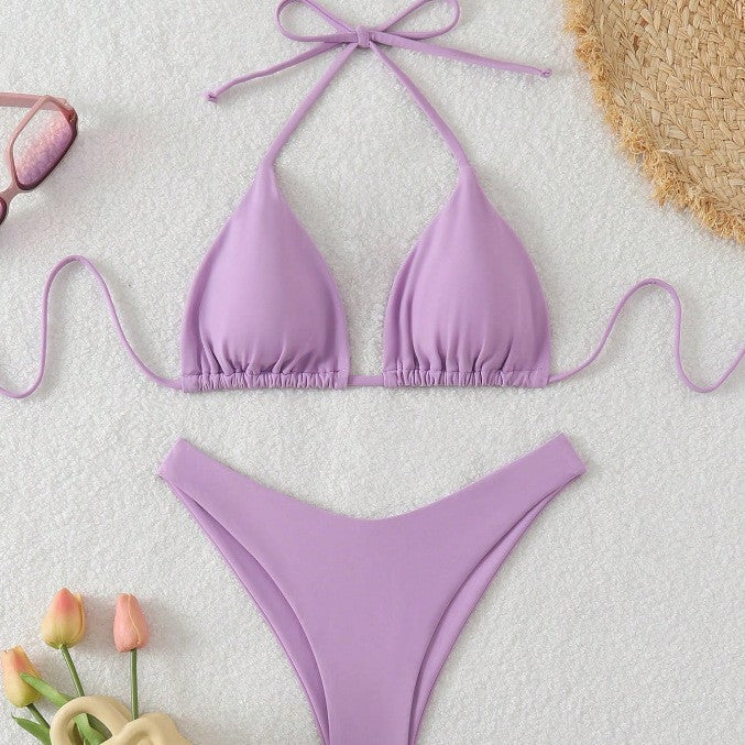 Bikini de plage de couleur solide