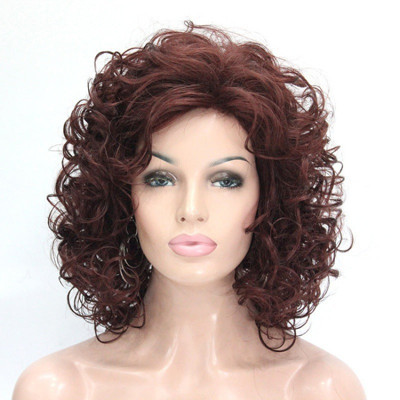Femmes Short Curly Wig Middle Part style pear-cut Couleur dorée