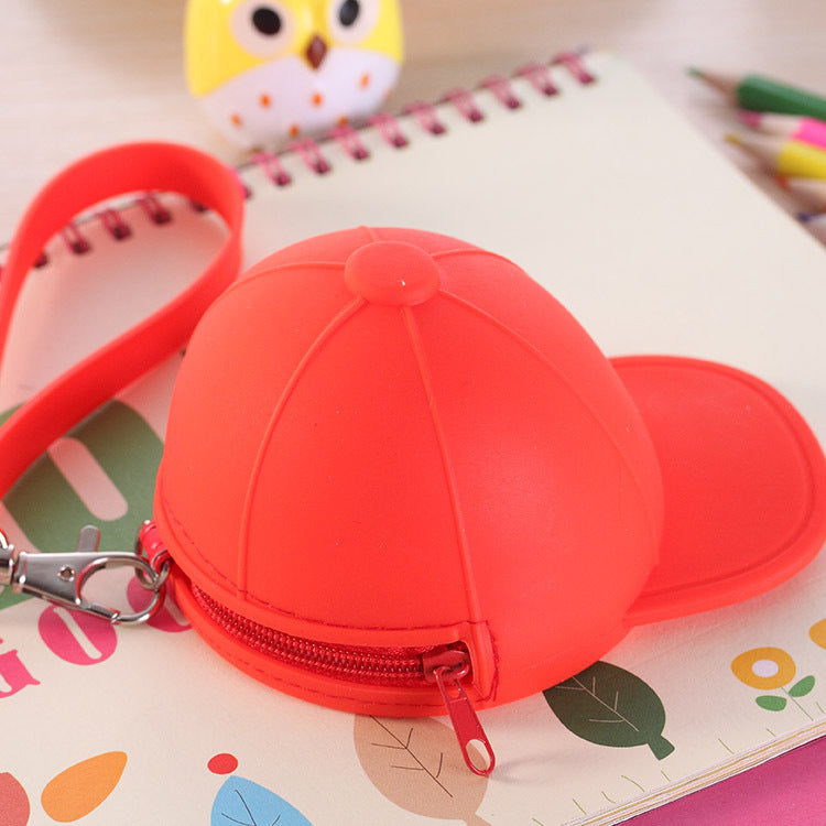 Mignon dessin animé chapeau couleur couleur Silicone Coin Purse