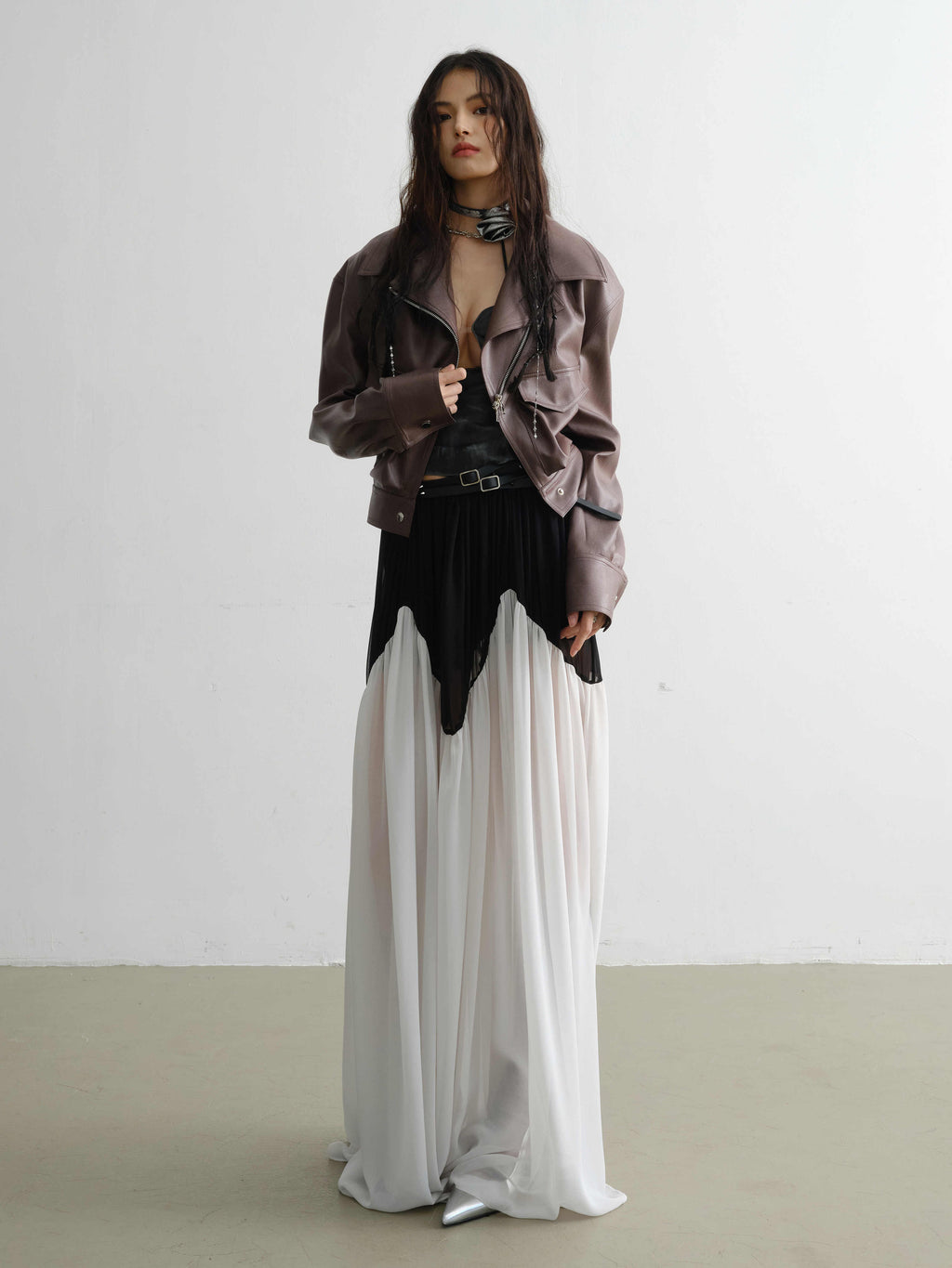 Manteau de veste en cuir PU amovible