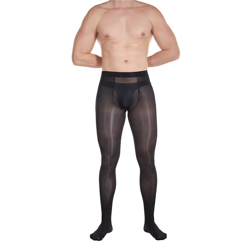 Pantyhose huileux de grande taille Plus-taille de sac U bas brillant transparent ultra-mince H