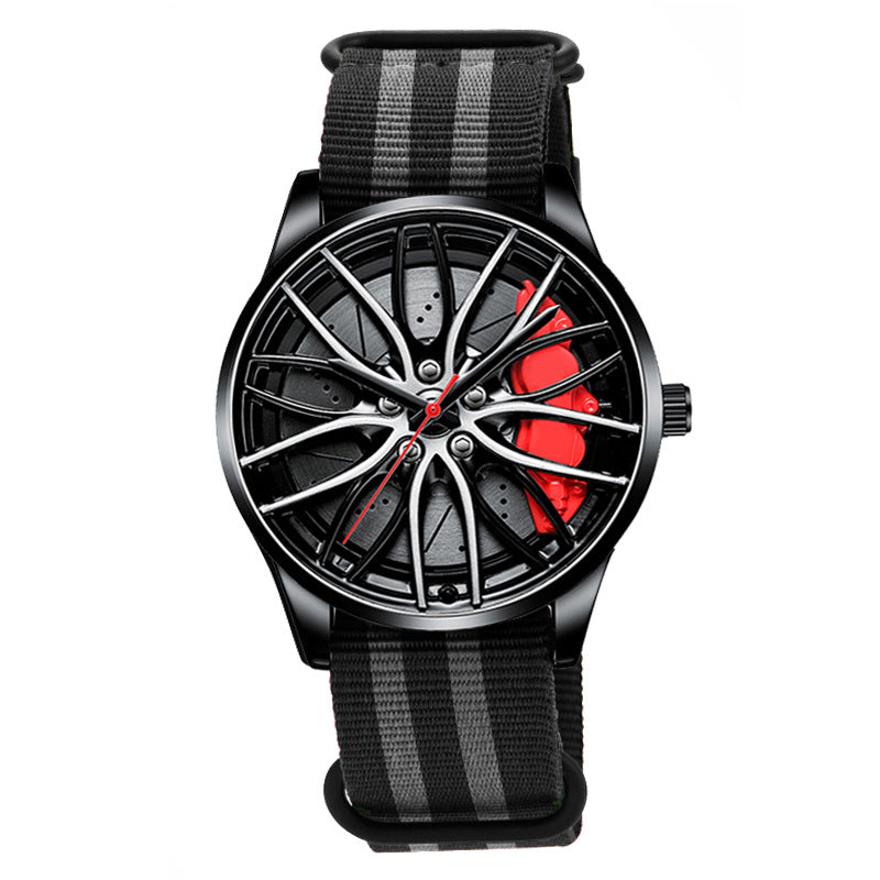 Nylon Roue Hubs Montre Quartz Créative Homme