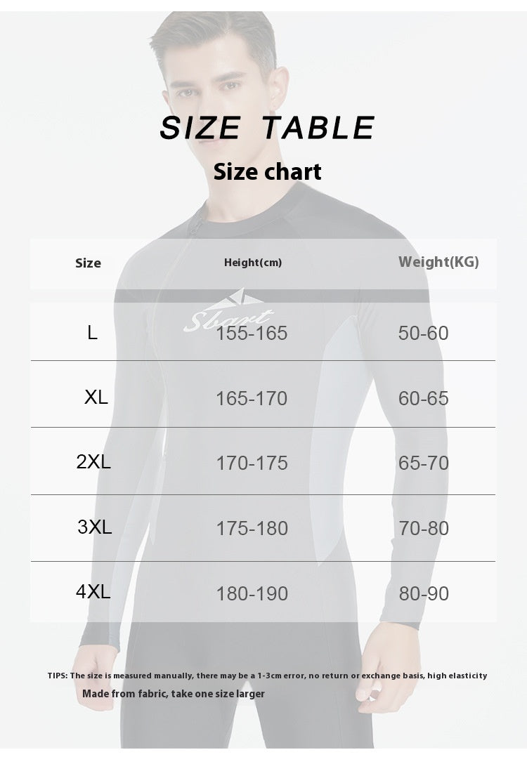 Une pièce de maillot de bain homme Tight Long Sleeve Sun Protection Séchage rapide