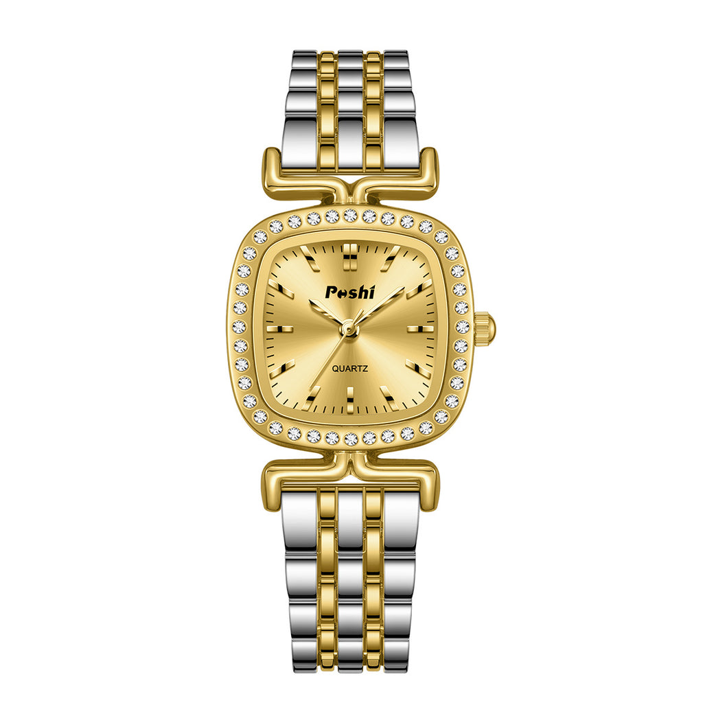 Cadran incrusté de diamant Bracelet en acier en forme d'ovule Montres Femmes Quartz