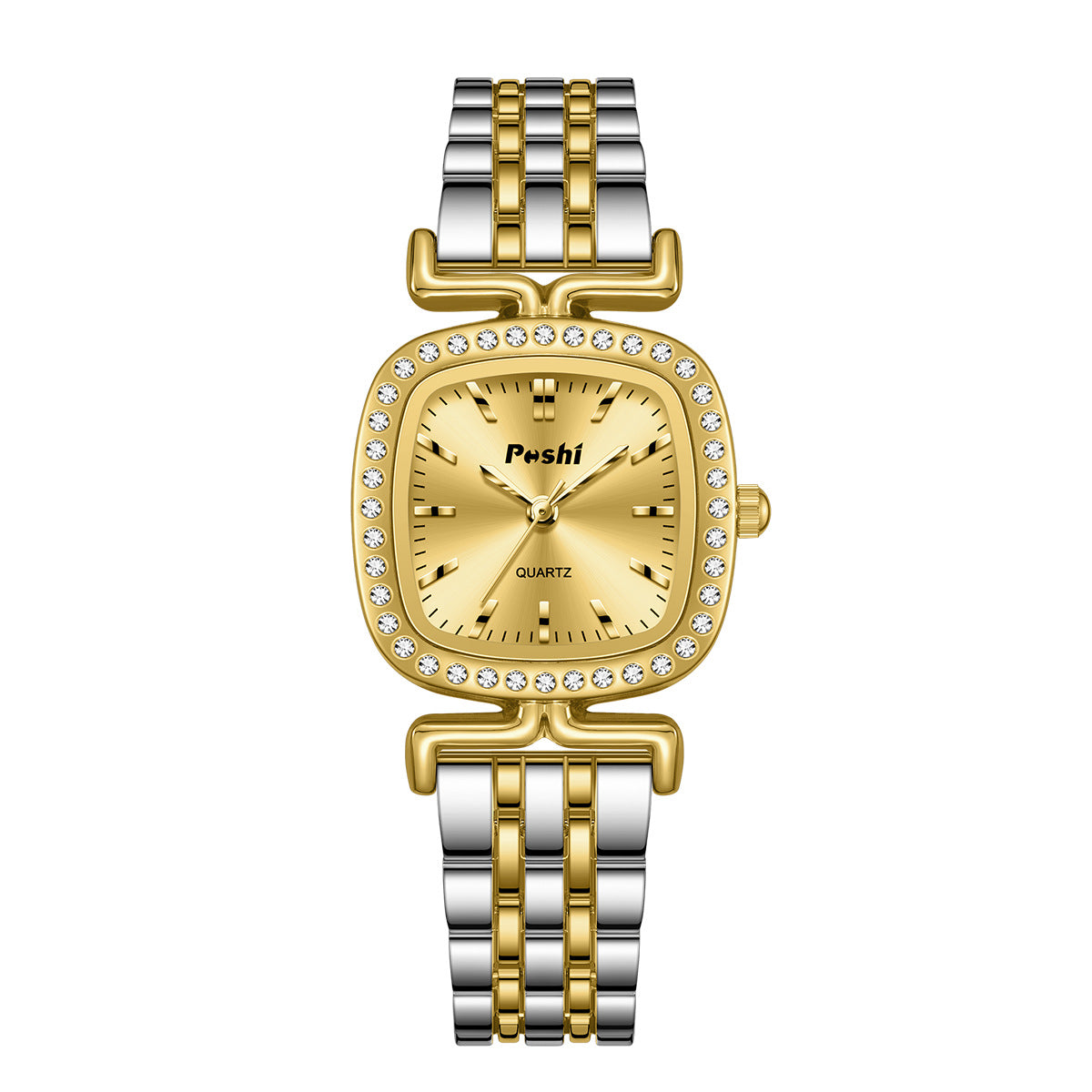 Cadran incrusté de diamant Bracelet en acier en forme d'ovule Montres Femmes Quartz