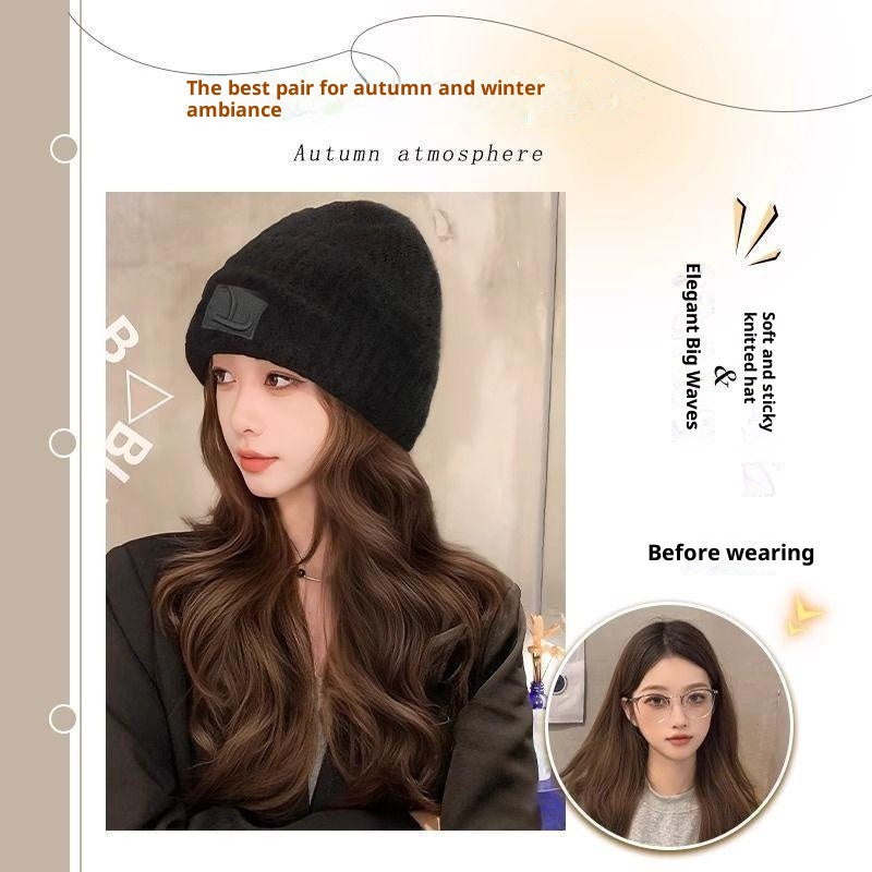 Chapeau Femmes Grande Tête Petite Mode Intégrée Grande Vague Pleine Tête