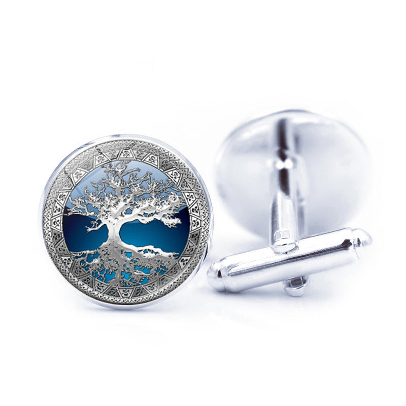 Pierre du temps simple arbre de vie Cufflinks